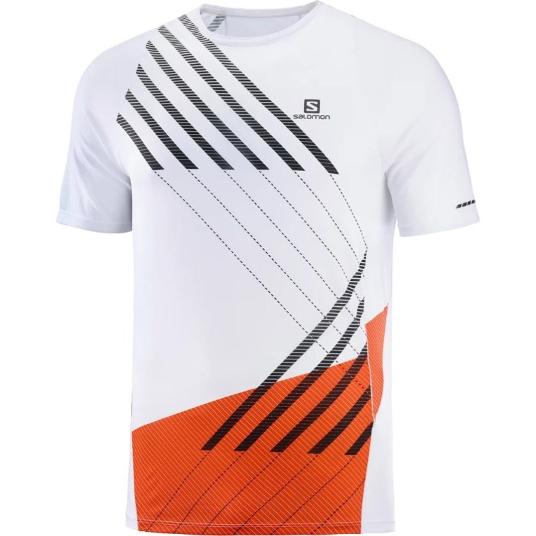 Camiseta Salomon Sense Aero Curta Sleeve Masculino Branco Vermelhas | PT V12590